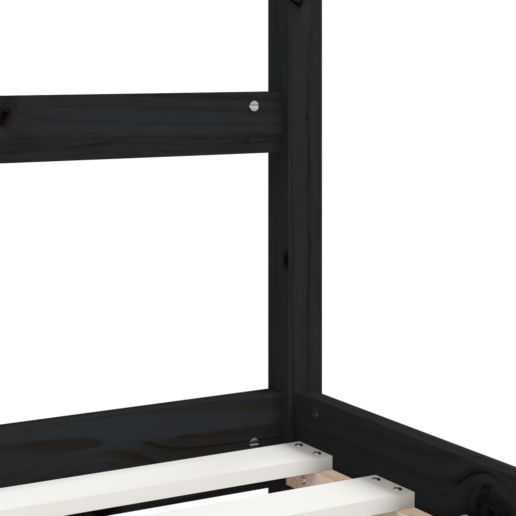 Cadre de lit pour enfants noir 90x200 cm bois de pin massif Lits bébés et enfants vidaXL   