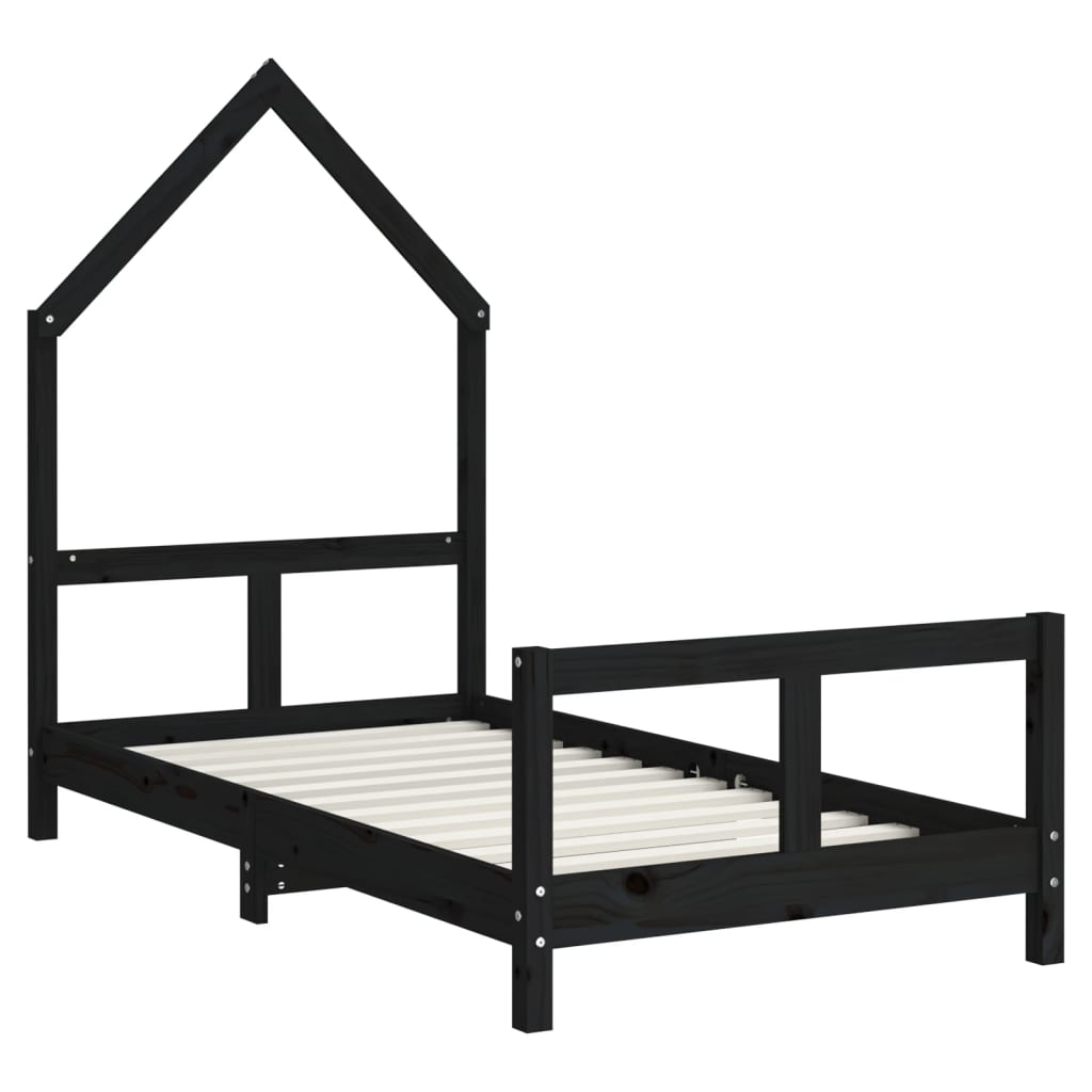 Cadre de lit pour enfant noir 80x160 cm bois de pin massif Lits bébés et enfants vidaXL   