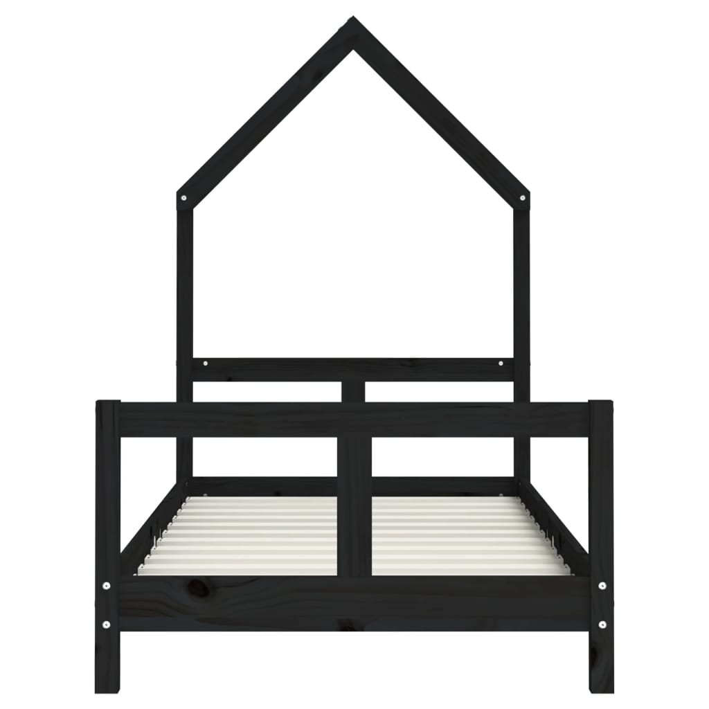 Cadre de lit pour enfant noir 80x160 cm bois de pin massif Lits bébés et enfants vidaXL   