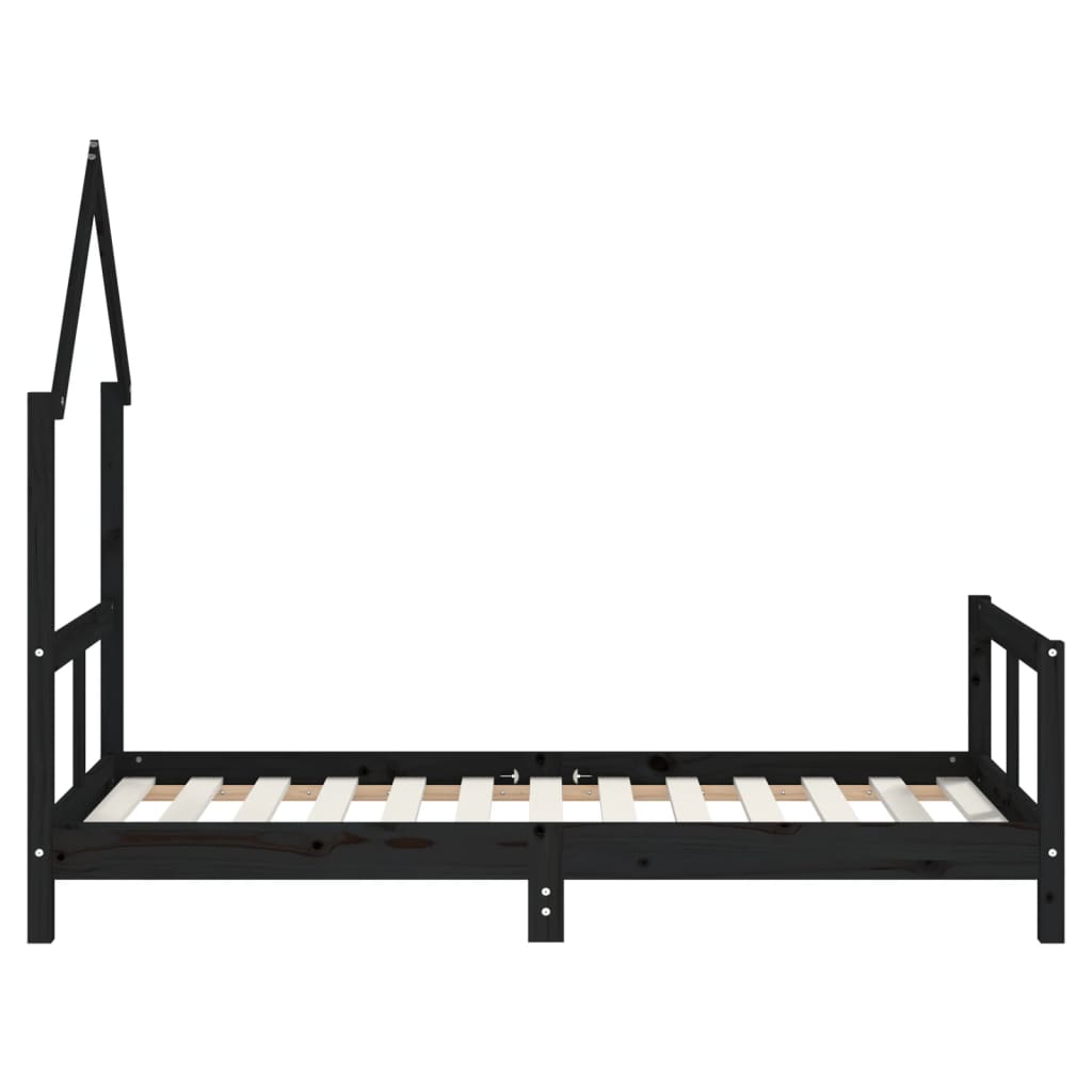 Cadre de lit pour enfant noir 80x160 cm bois de pin massif Lits bébés et enfants vidaXL   