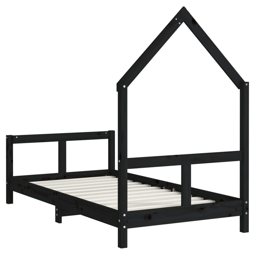 Cadre de lit pour enfant noir 80x160 cm bois de pin massif Lits bébés et enfants vidaXL   