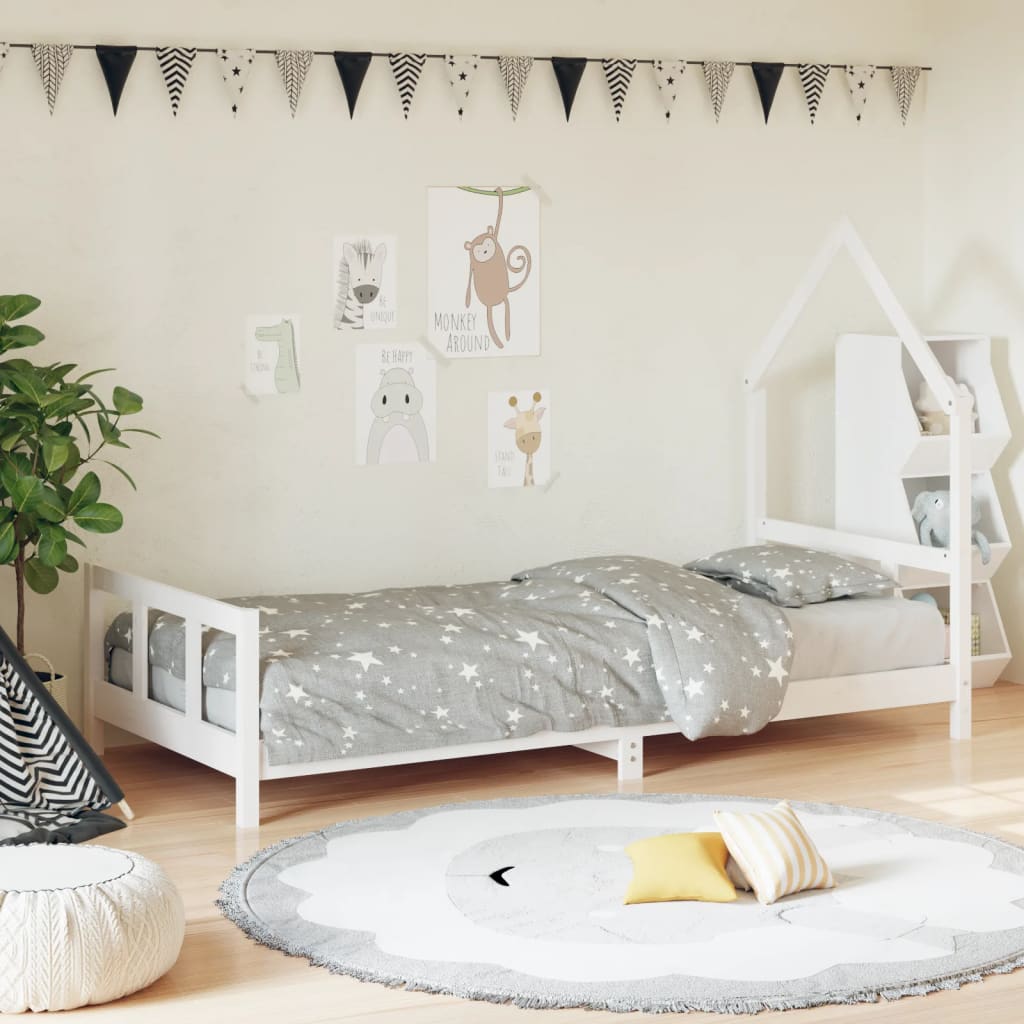 Cadre de lit pour enfants blanc 90x200 cm bois de pin massif Lits bébés et enfants vidaXL   