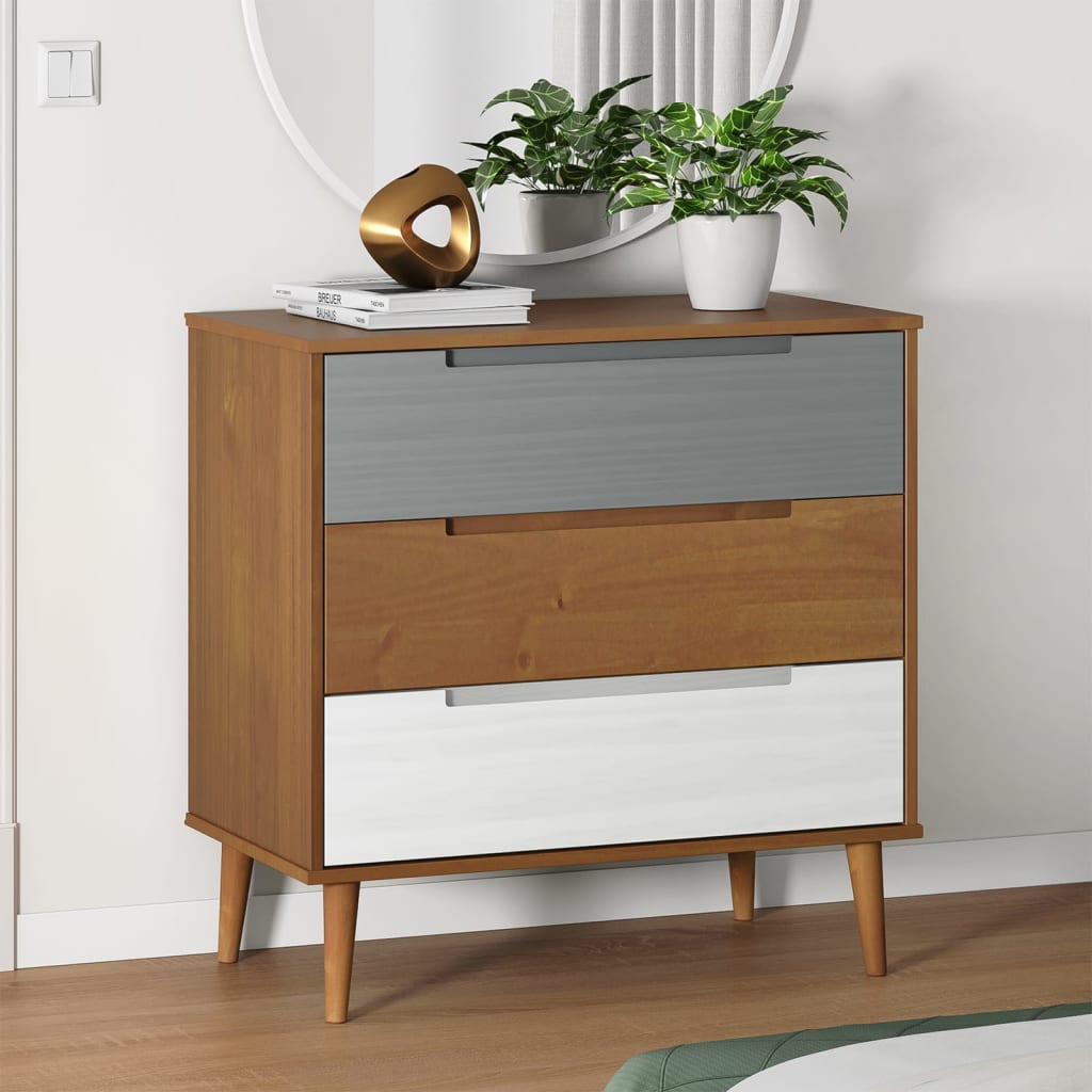 Commode MOLDE Marron 80x40x80 cm Bois de pin solide Commodes vidaXL   