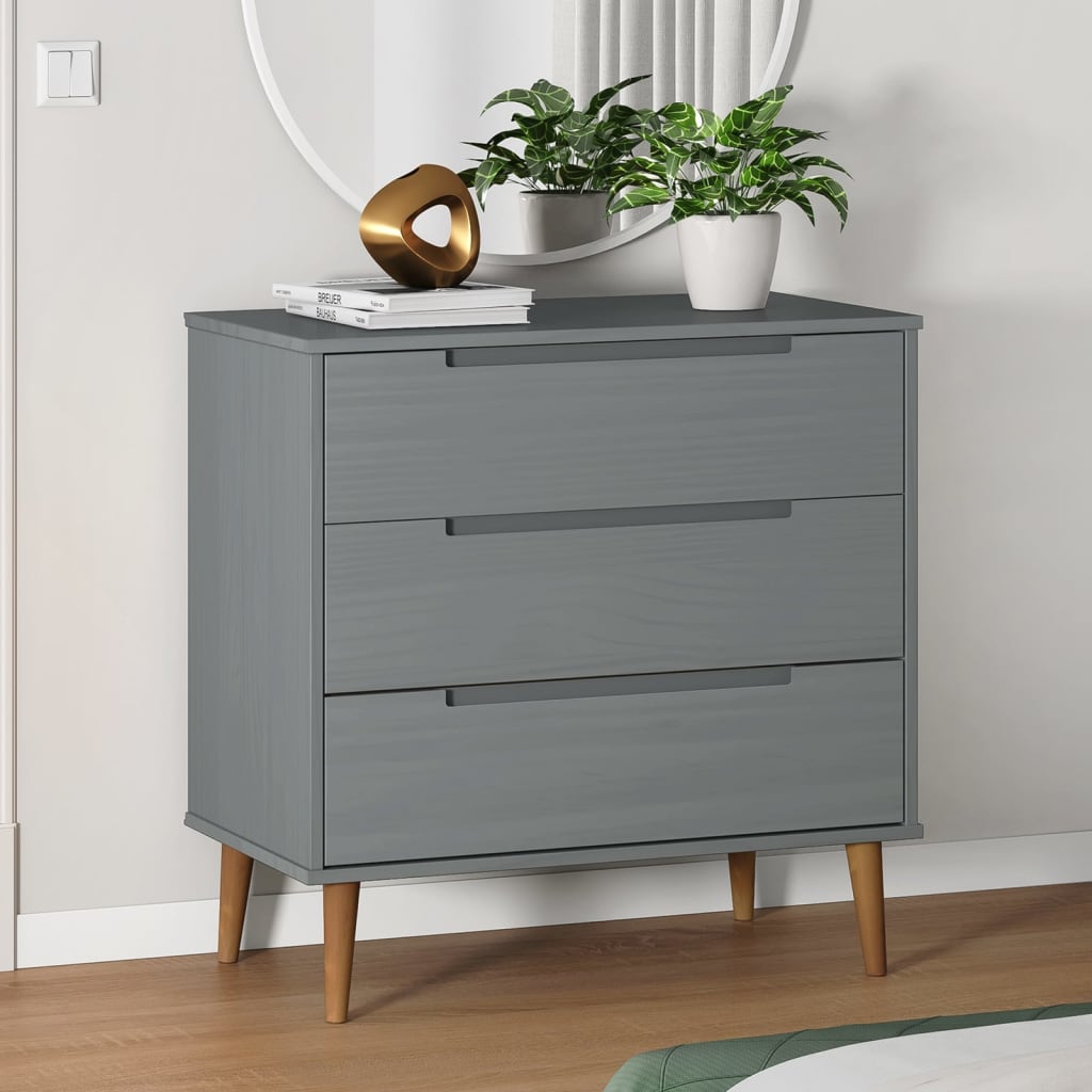 Commode MOLDE Gris 80x40x80 cm Bois de pin massif Commodes vidaXL   