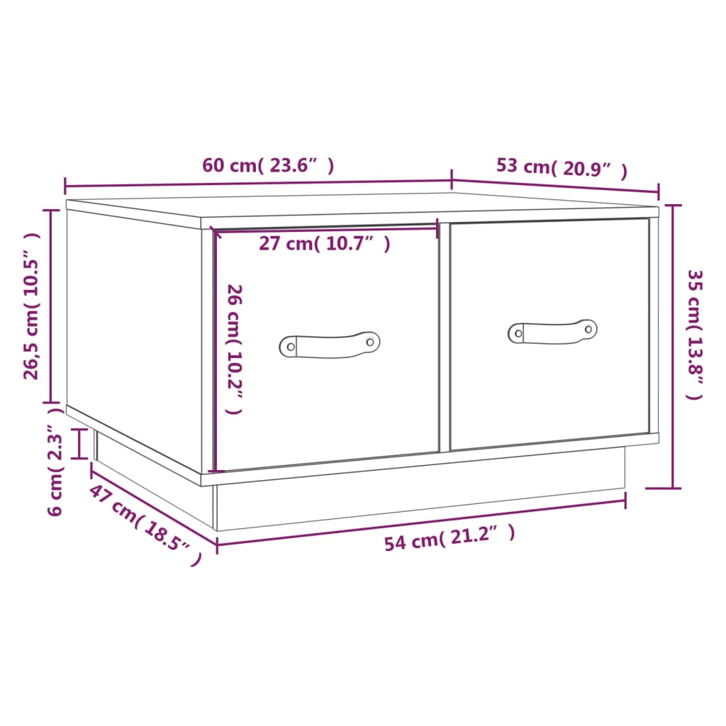 Table basse 60x53x35 cm Bois massif de pin Tables basses vidaXL   