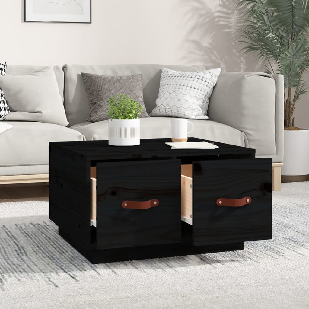 Table basse Noir 60x53x35 cm Bois massif de pin Tables basses vidaXL   