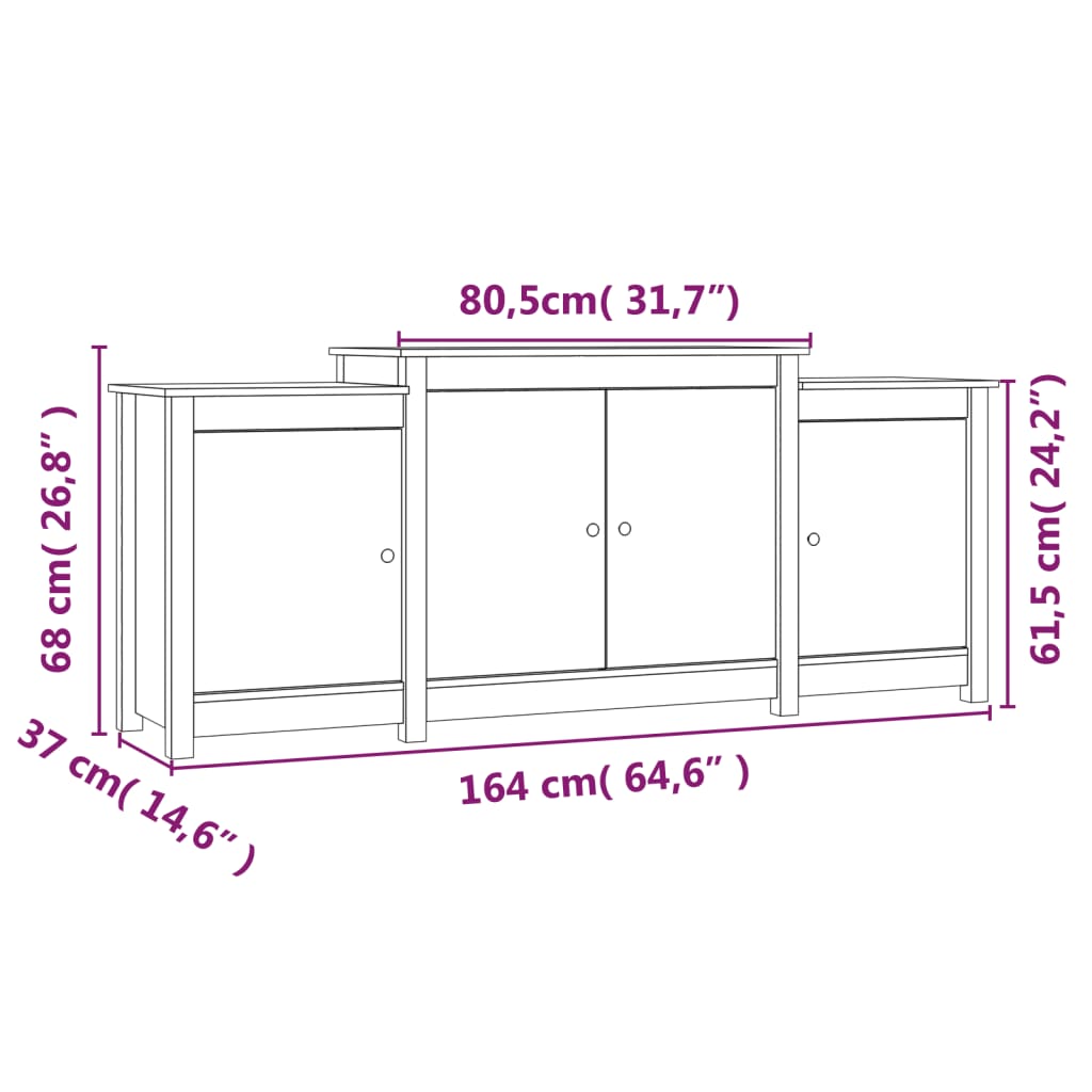 Buffet Blanc 164x37x68 cm Bois massif de pin Buffets & bahuts vidaXL   
