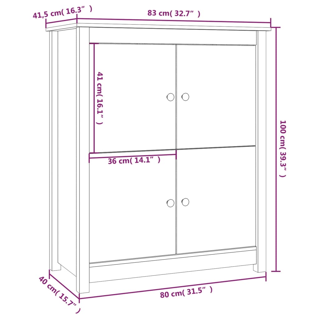 Buffet Marron miel 83x41,5x100 cm Bois massif de pin Buffets & bahuts vidaXL   