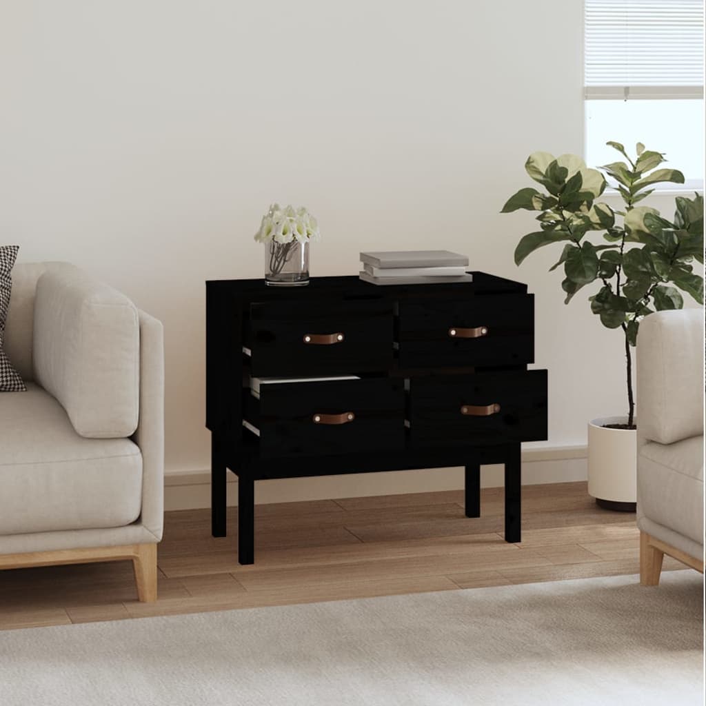 Armoire console Noir 90x40x78 cm Bois de pin solide Buffets & bahuts vidaXL   
