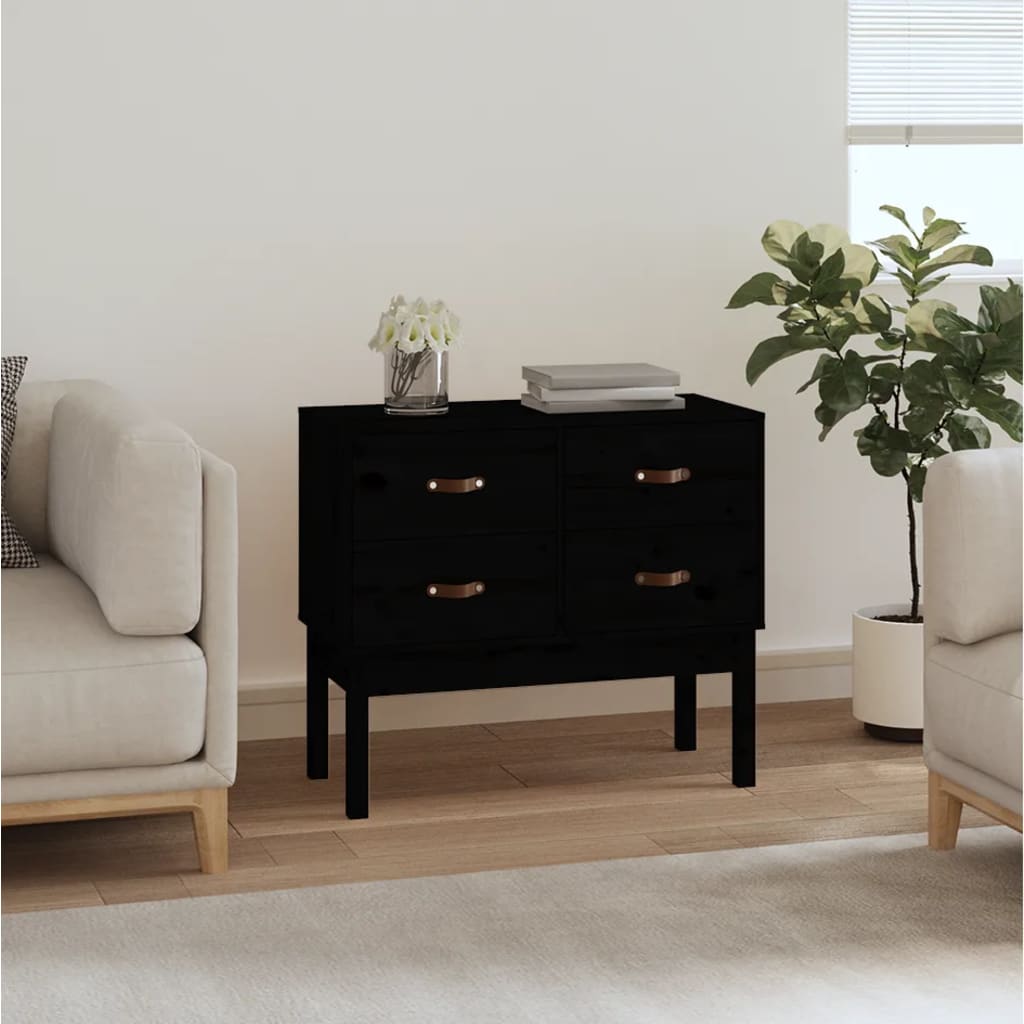 Armoire console Noir 90x40x78 cm Bois de pin solide Buffets & bahuts vidaXL   