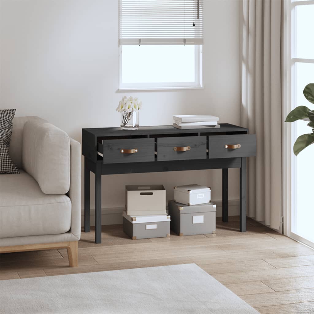 Table console Gris 114x40x75 cm Bois massif de pin Tables d'appoint vidaXL   