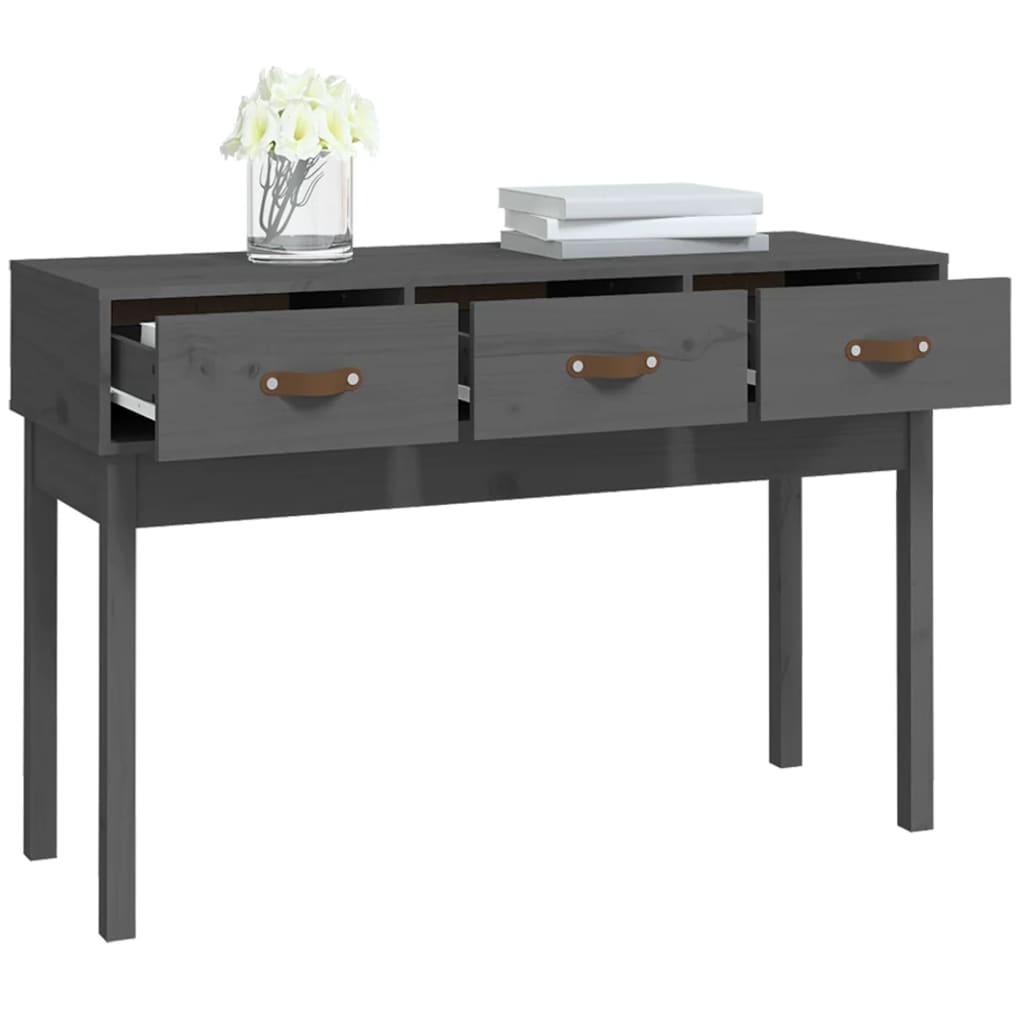Table console Gris 114x40x75 cm Bois massif de pin Tables d'appoint vidaXL   