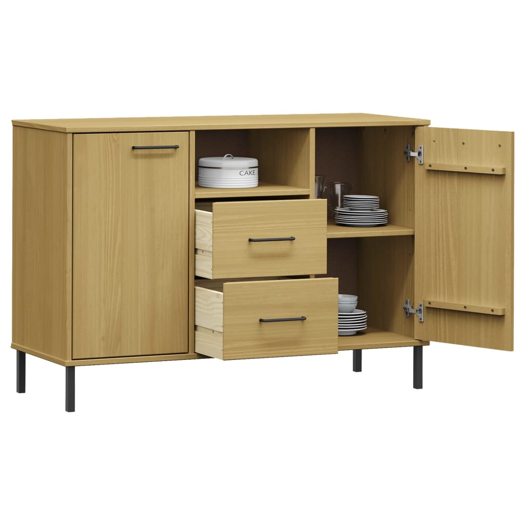 Buffet avec pieds en métal Marron 113x40x77 cm Bois massif OSLO Buffets & bahuts vidaXL   