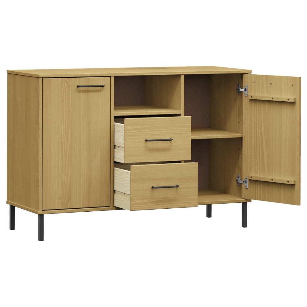 Buffet avec pieds en métal Marron 113x40x77 cm Bois massif OSLO Buffets & bahuts vidaXL   