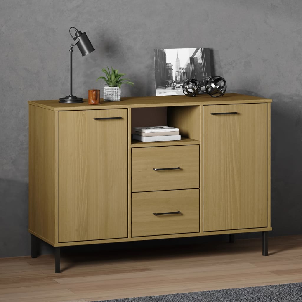 Buffet avec pieds en métal Marron 113x40x77 cm Bois massif OSLO Buffets & bahuts vidaXL   