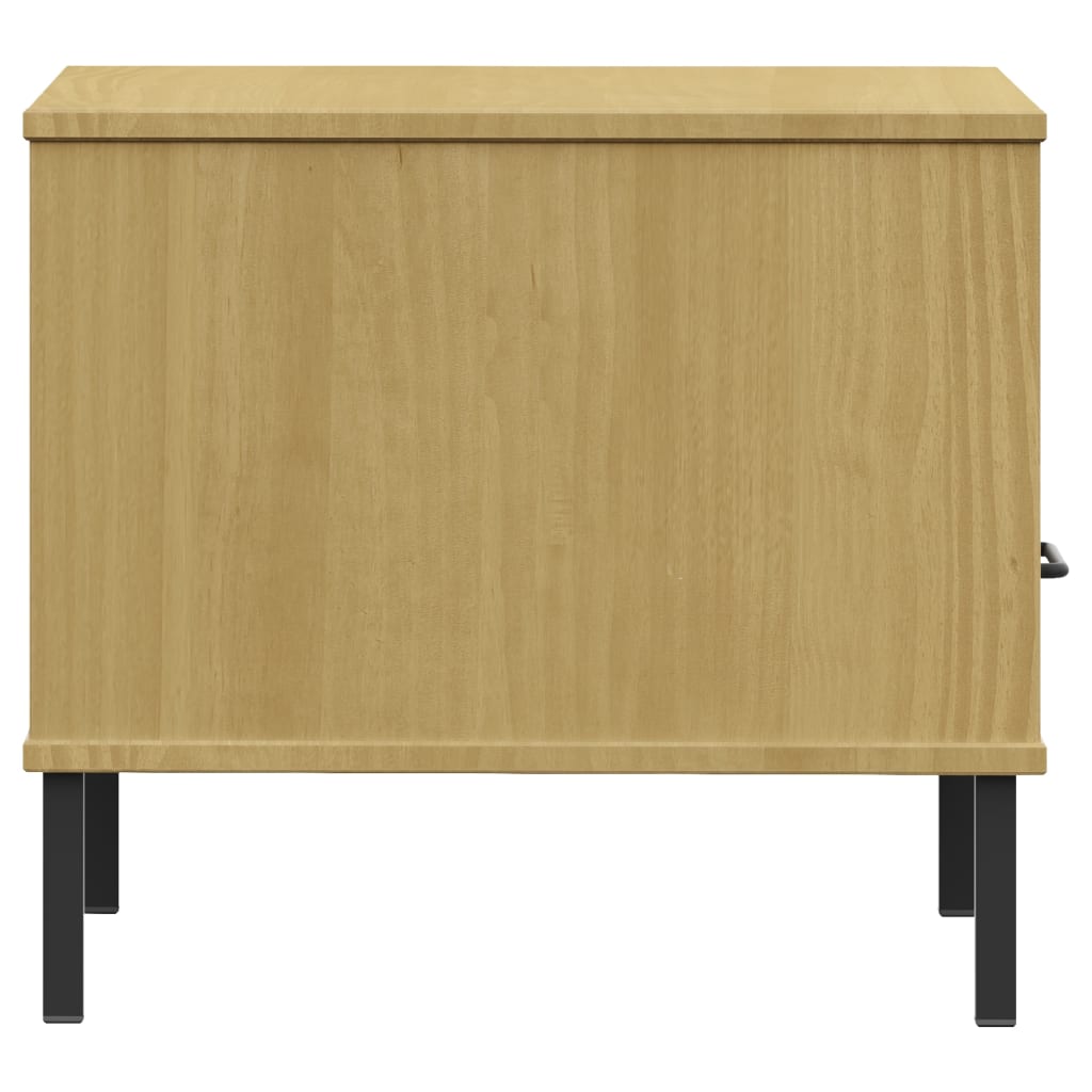Table de chevet avec pieds en métal Marron Bois pin massif OSLO Tables d'appoint vidaXL   