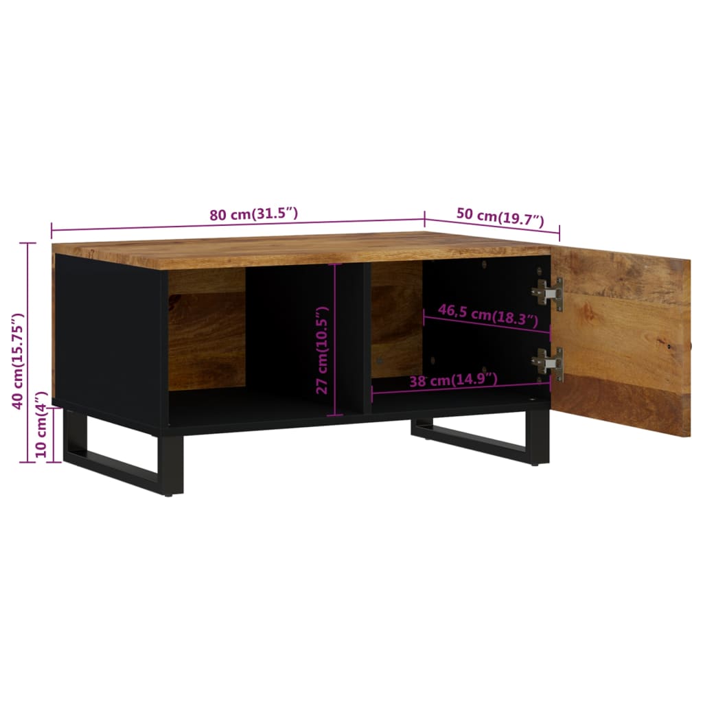 Table basse 80x50x40 cm Bois de manguier solide et d'ingénierie Tables basses vidaXL   