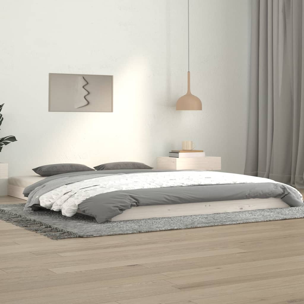 Cadre de lit blanc 140x190 cm bois de pin massif Lits & cadres de lit vidaXL   