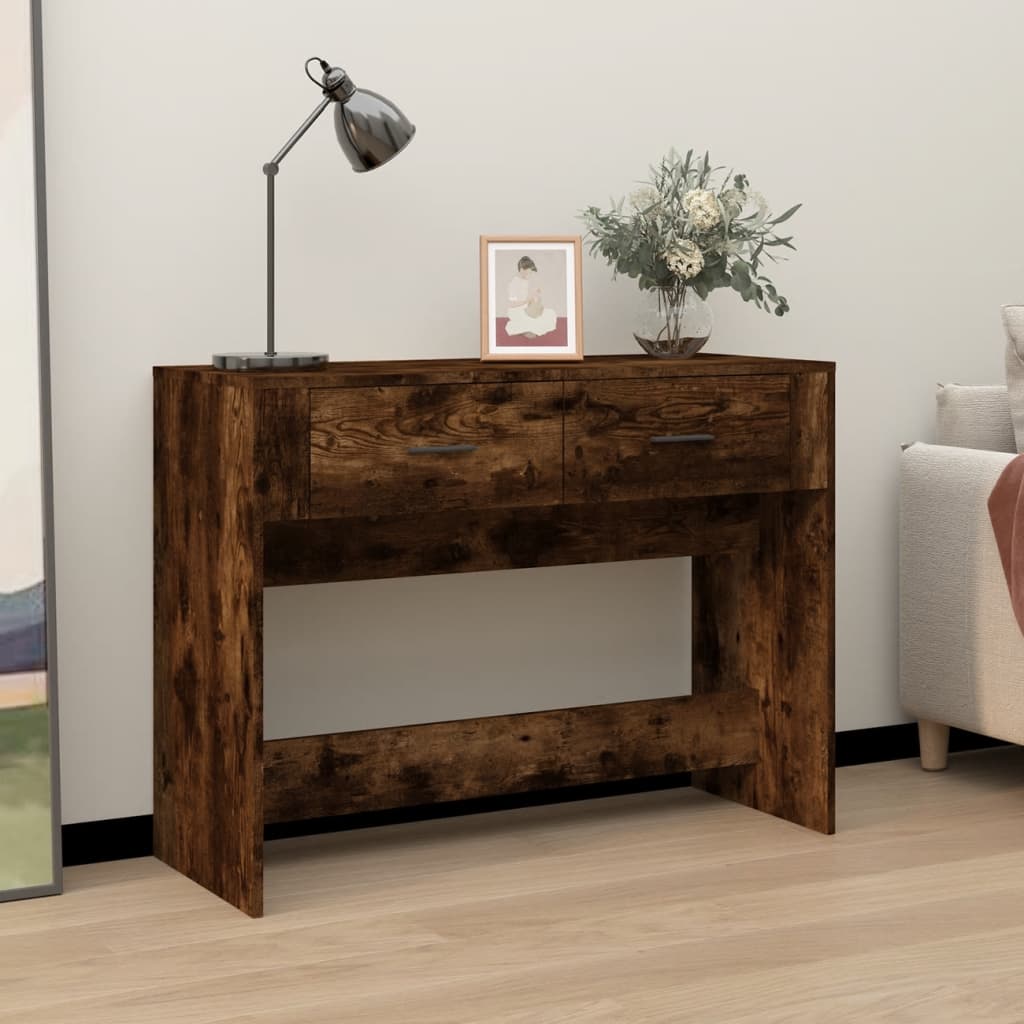 Table console Chêne fumé 100x39x75 cm Bois d'ingénierie Tables vidaXL   