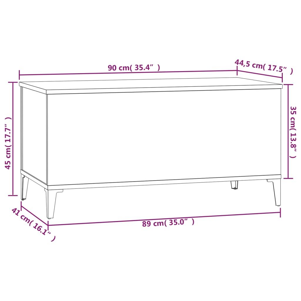 Table basse Blanc brillant 90x44,5x45 cm Bois d'ingénierie Tables basses vidaXL   