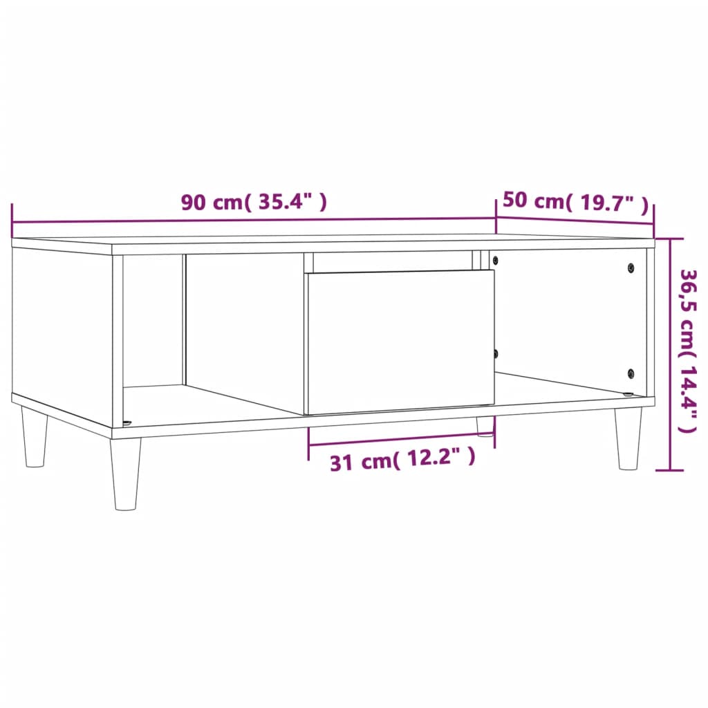 Table basse Noir 90x50x36,5 cm Bois d'ingénierie Tables basses vidaXL   