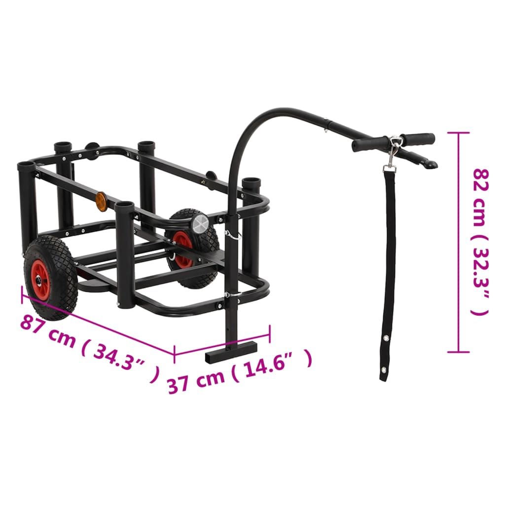 Chariot de pêche noir acier Chariots & îlots vidaXL   