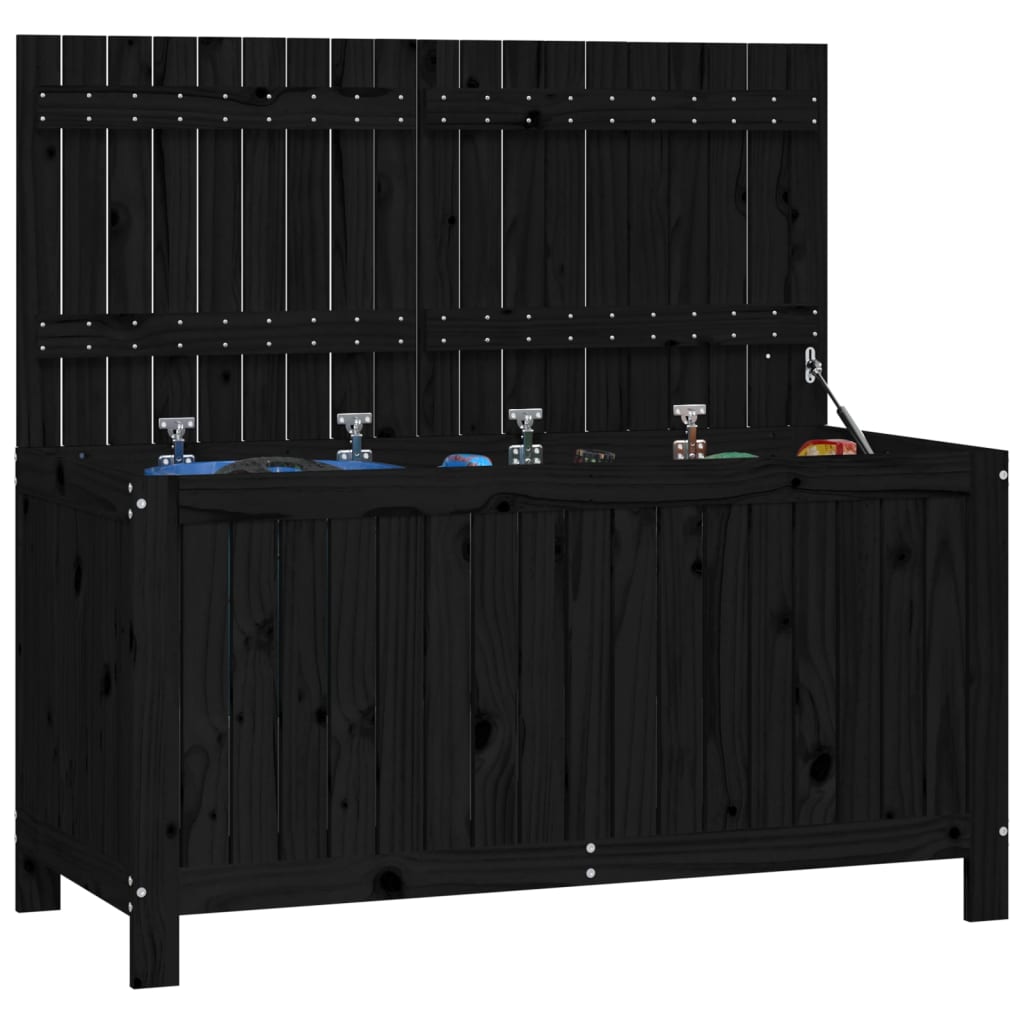 Boîte de rangement de jardin Noir 121x55x64 cm Bois massif pin Coffres de jardin vidaXL   