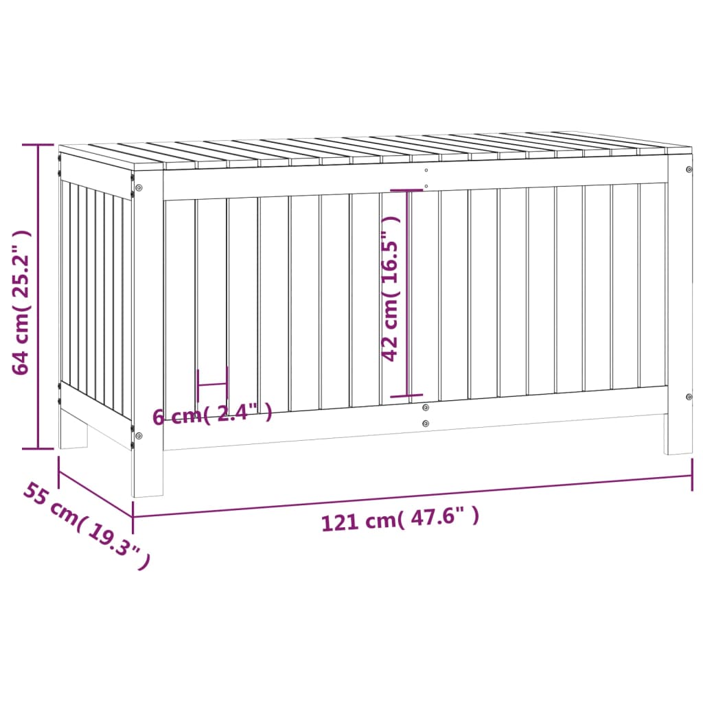 Boîte de rangement de jardin Noir 121x55x64 cm Bois massif pin Coffres de jardin vidaXL   