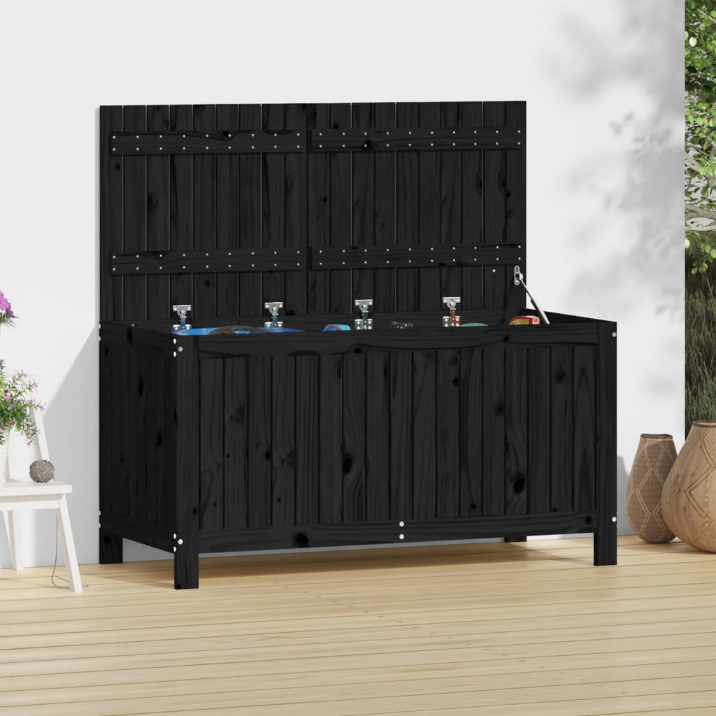 Boîte de rangement de jardin Noir 121x55x64 cm Bois massif pin Coffres de jardin vidaXL   