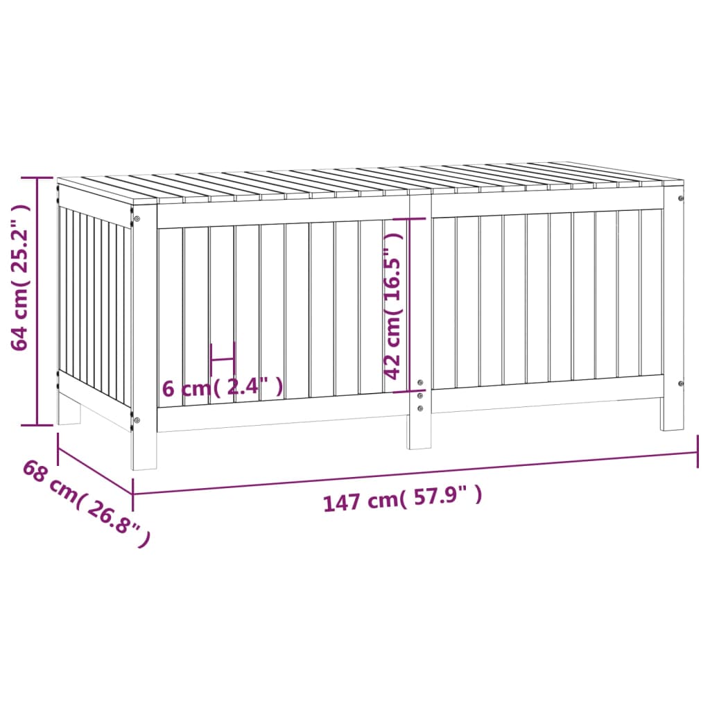 Boîte de rangement de jardin Marron miel 147x68x64 cm Bois pin Coffres de jardin vidaXL   