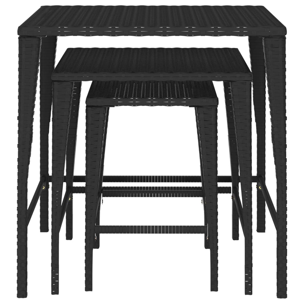 Tables gigognes 3 pcs noir résine tressée Tables d'appoint vidaXL   