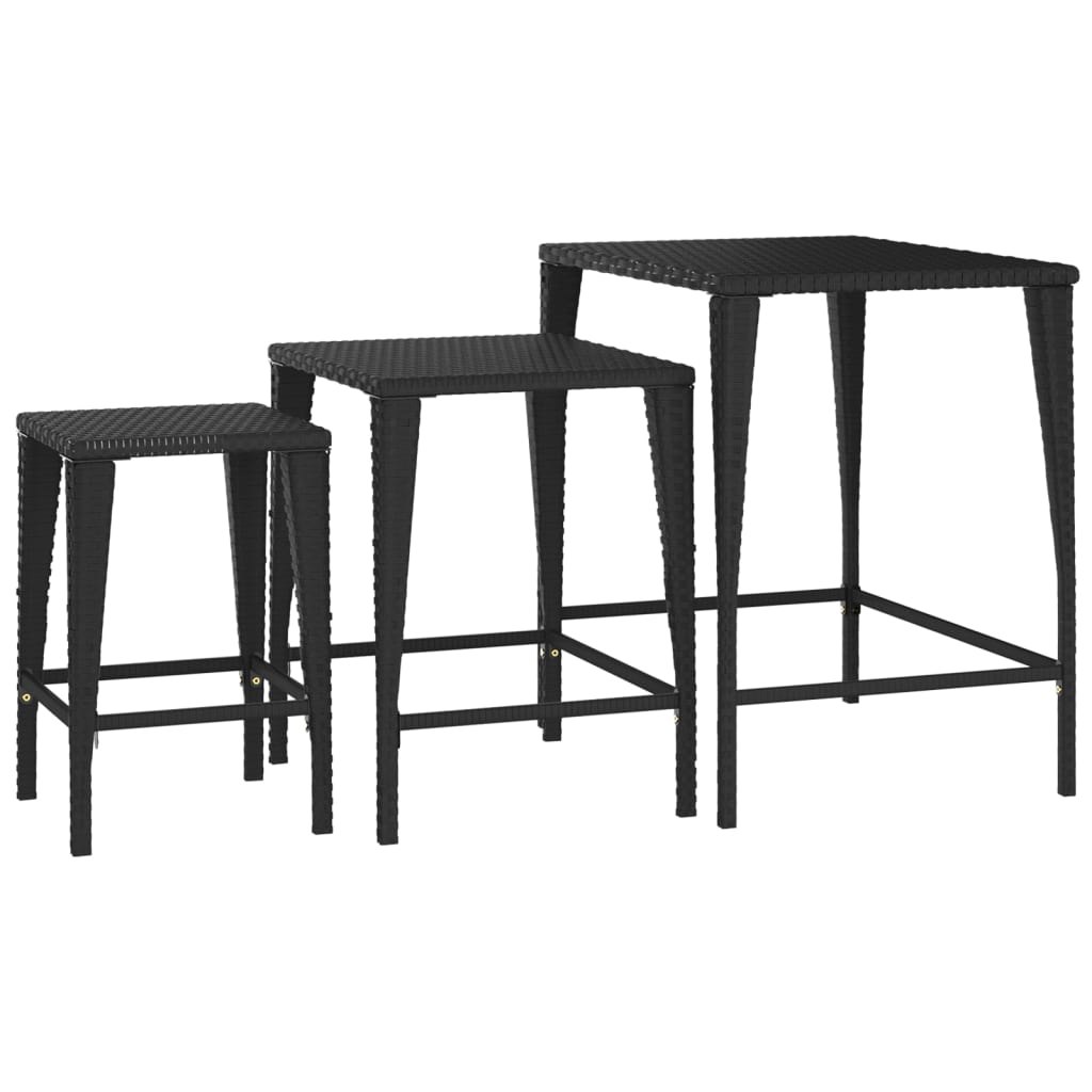 Tables gigognes 3 pcs noir résine tressée Tables d'appoint vidaXL   