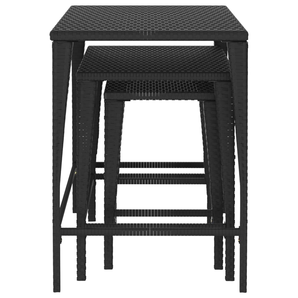 Tables gigognes 3 pcs noir résine tressée Tables d'appoint vidaXL   