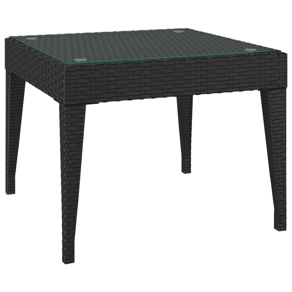 Table d'appoint noir 50x50x38 cm poly rotin et verre trempé Tables d'appoint vidaXL   