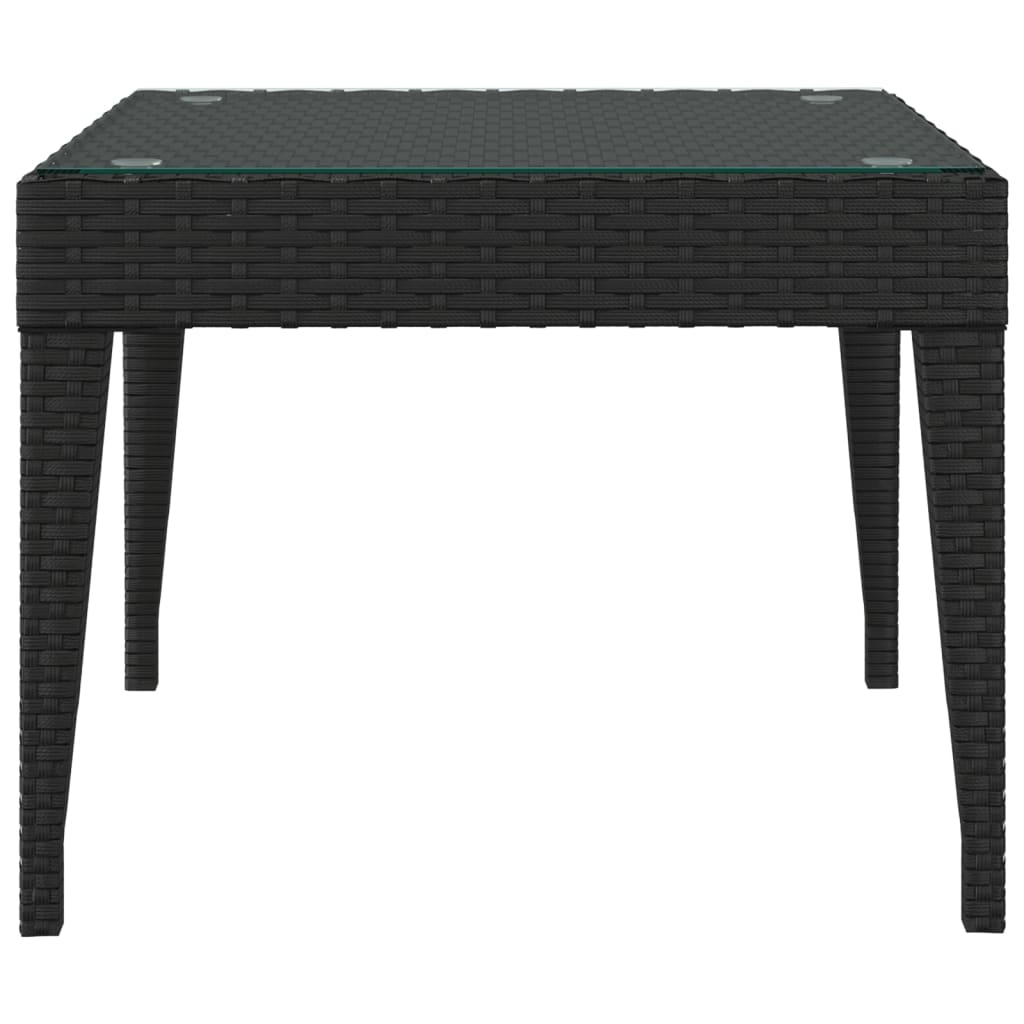 Table d'appoint noir 50x50x38 cm poly rotin et verre trempé Tables d'appoint vidaXL   