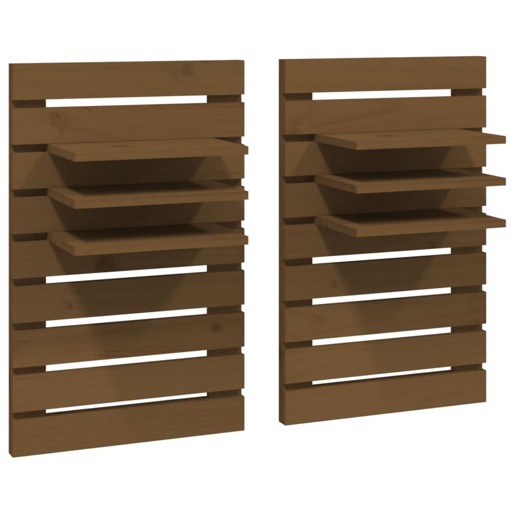 Étagères de chevet murales 2 pcs Marron miel Bois de pin massif Étagères murales & corniches vidaXL   