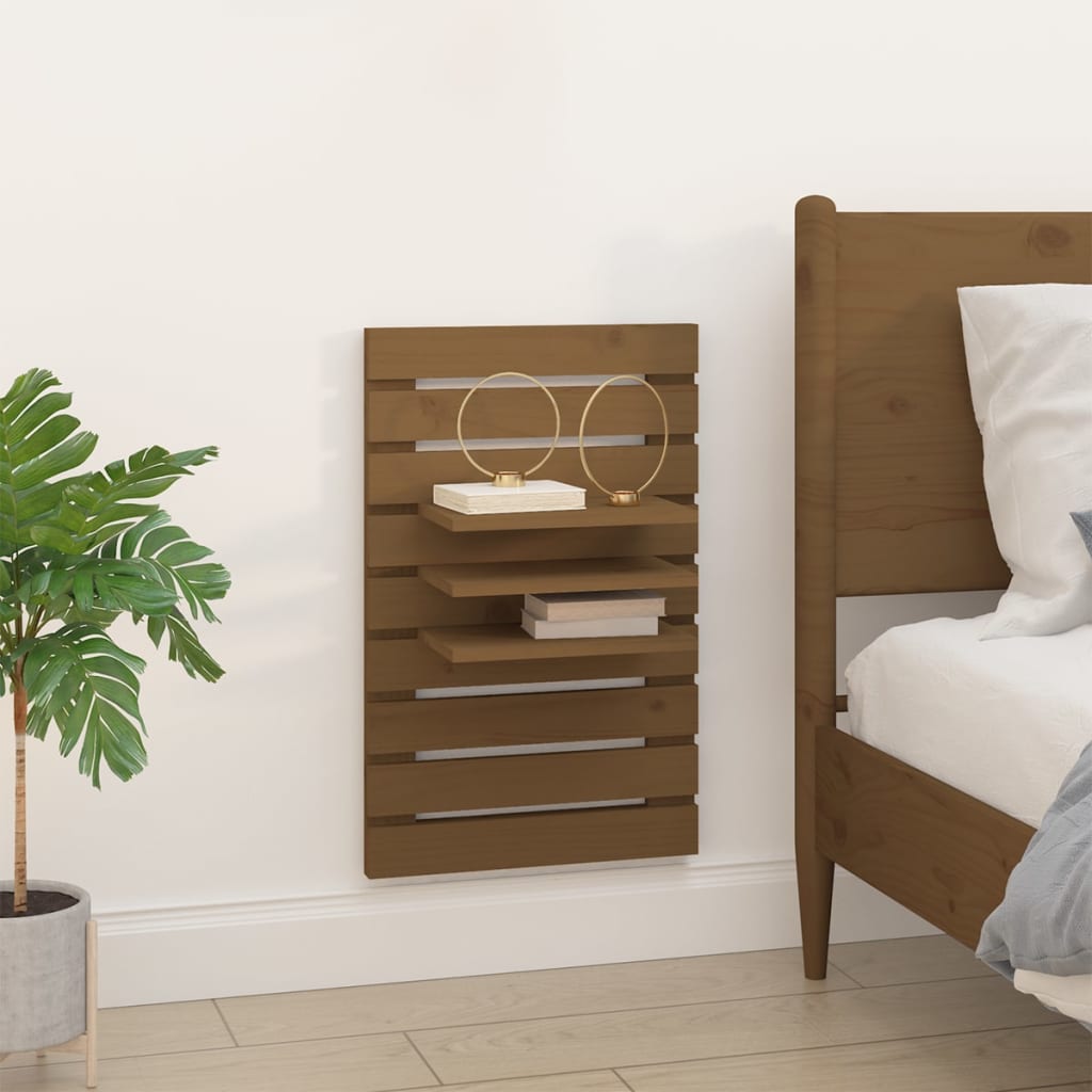 Étagères de chevet murales 2 pcs Marron miel Bois de pin massif Étagères murales & corniches vidaXL   