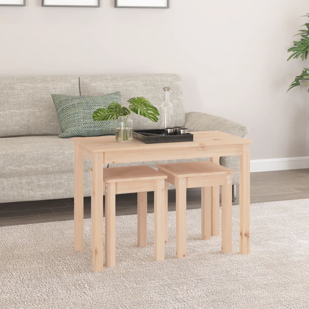 Tables gigognes 3 pcs Bois de pin massif Tables d'appoint vidaXL   