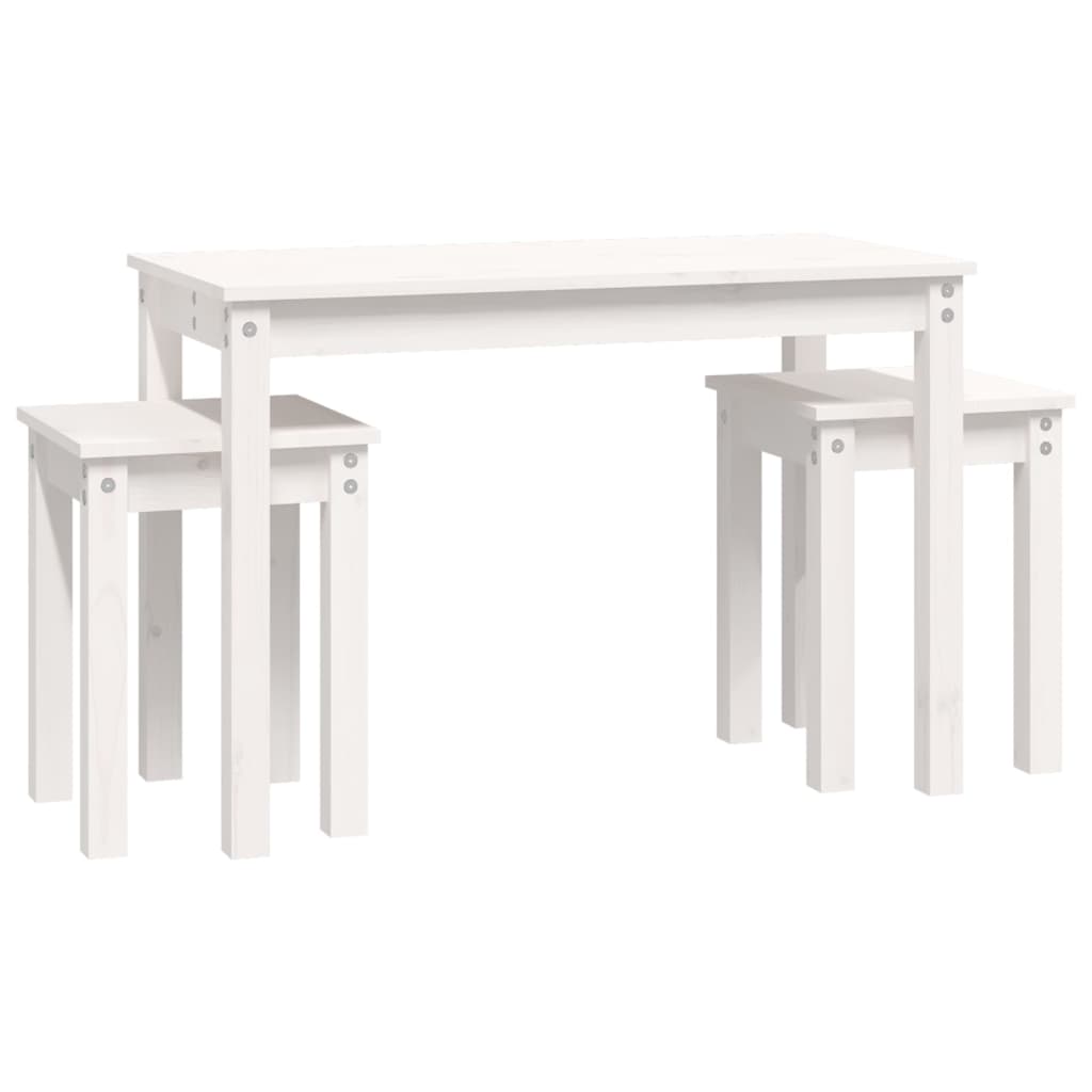 Tables gigognes 3 pcs Blanc Bois de pin massif Tables d'appoint vidaXL   
