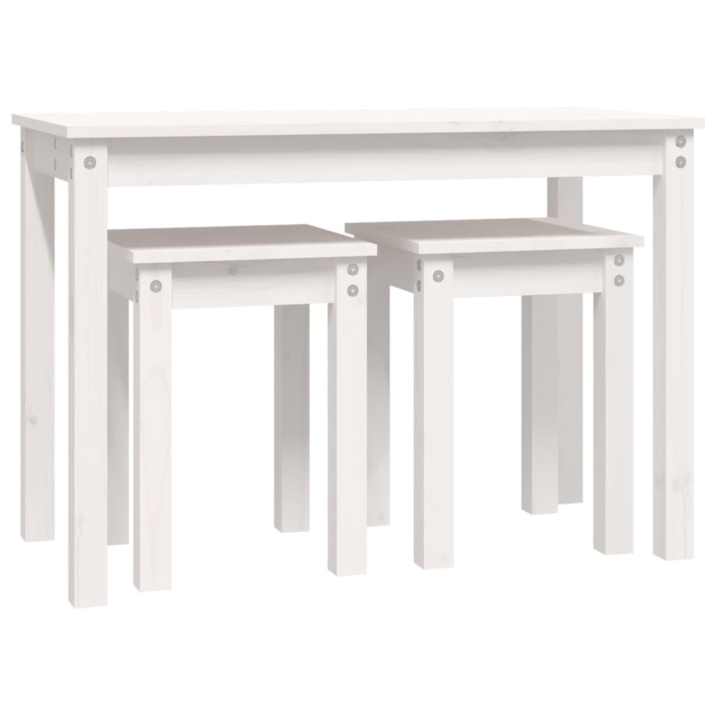 Tables gigognes 3 pcs Blanc Bois de pin massif Tables d'appoint vidaXL   