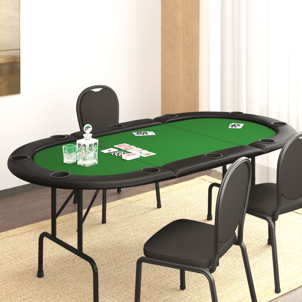 Table de poker pliable 10 joueurs Vert 206x106x75 cm Tables de poker & de jeux vidaXL   