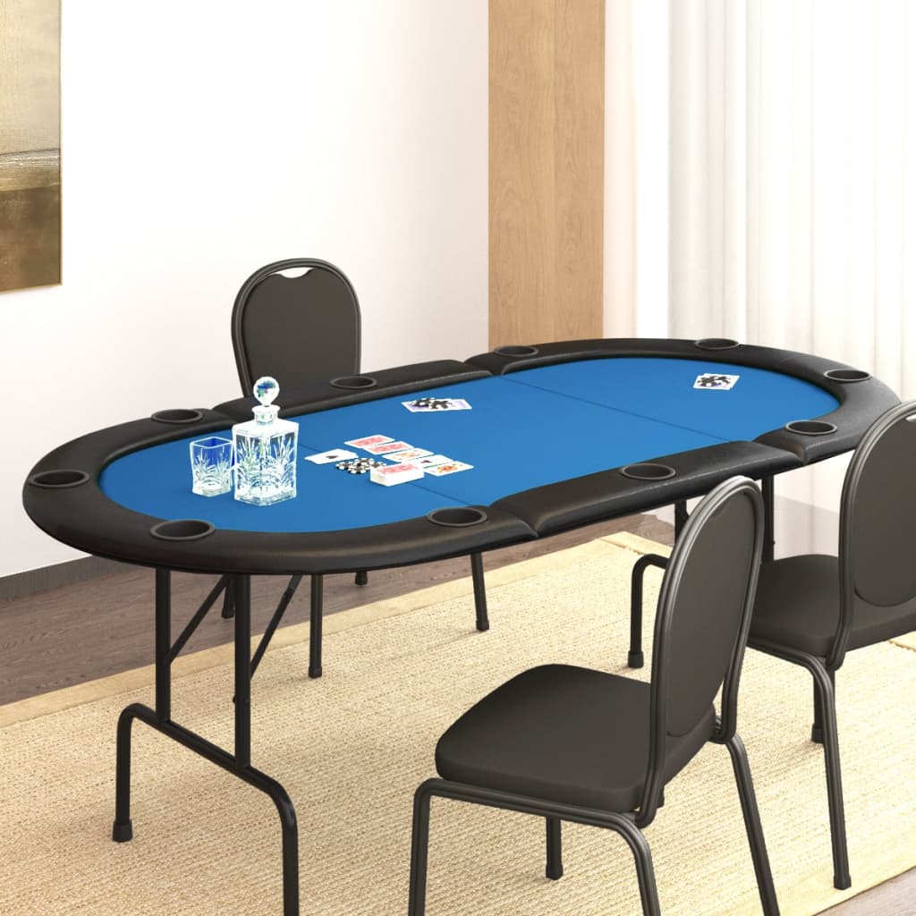 Table de poker pliable 10 joueurs Bleu 206x106x75 cm Tables de poker & de jeux vidaXL   