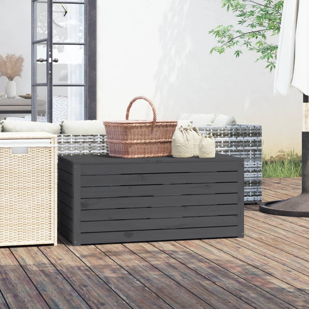 Boîte de jardin gris 101x50,5x46,5 cm bois massif de pin Coffres de jardin vidaXL   