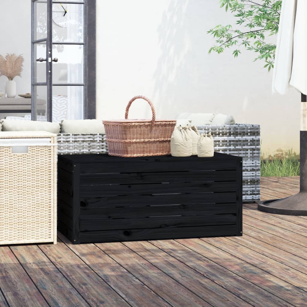 Boîte de jardin noir 101x50,5x46,5 cm bois massif de pin Coffres de jardin vidaXL   