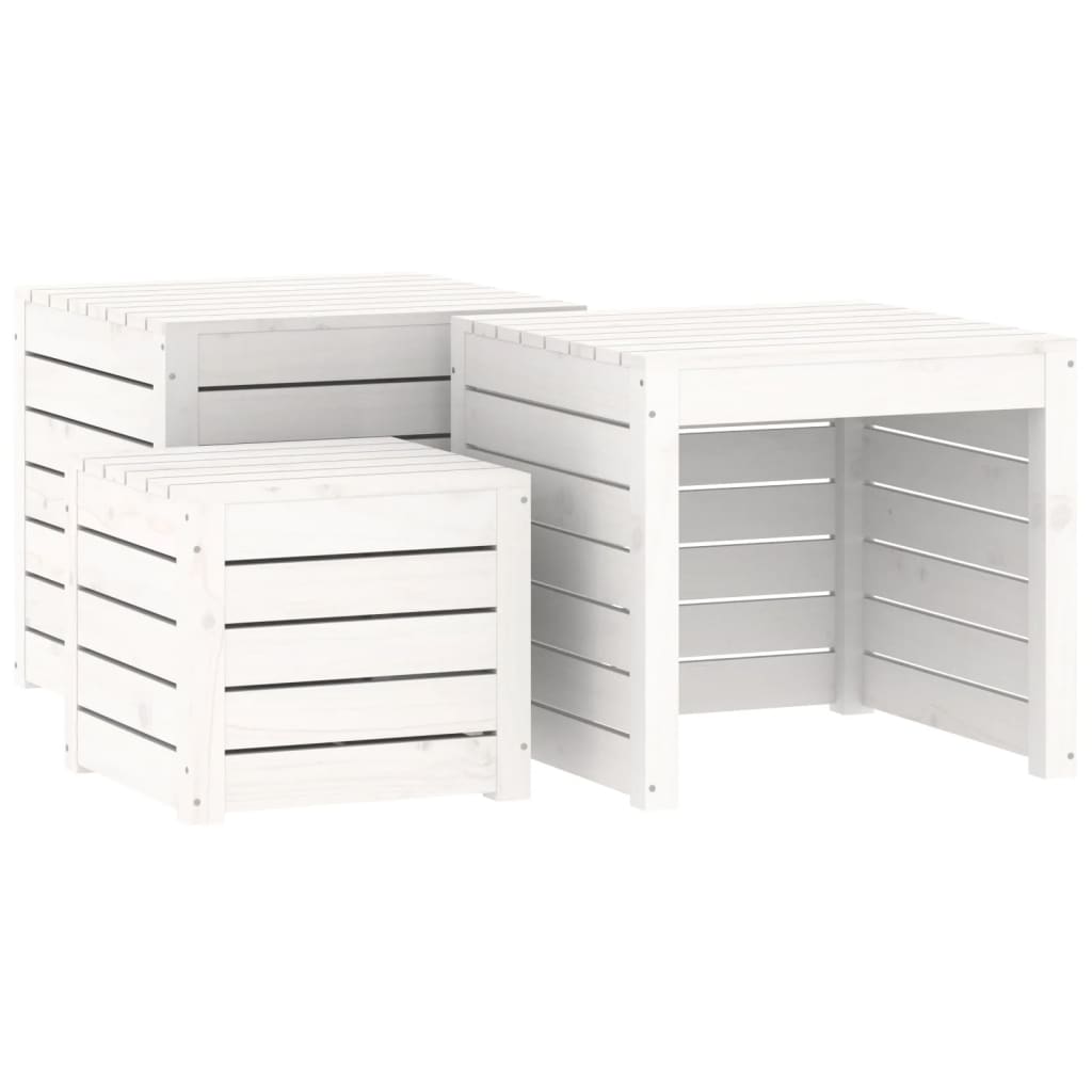 Ensemble de boîtes de jardin 3 pcs blanc bois de pin massif Coffres de jardin vidaXL   