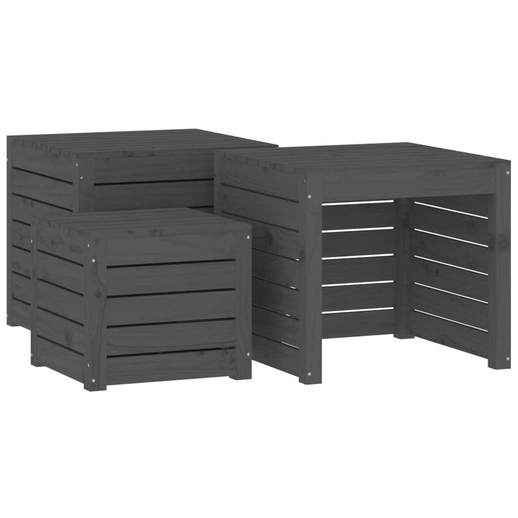 Ensemble de boîtes de jardin 3 pcs gris bois de pin massif Coffres de jardin vidaXL   