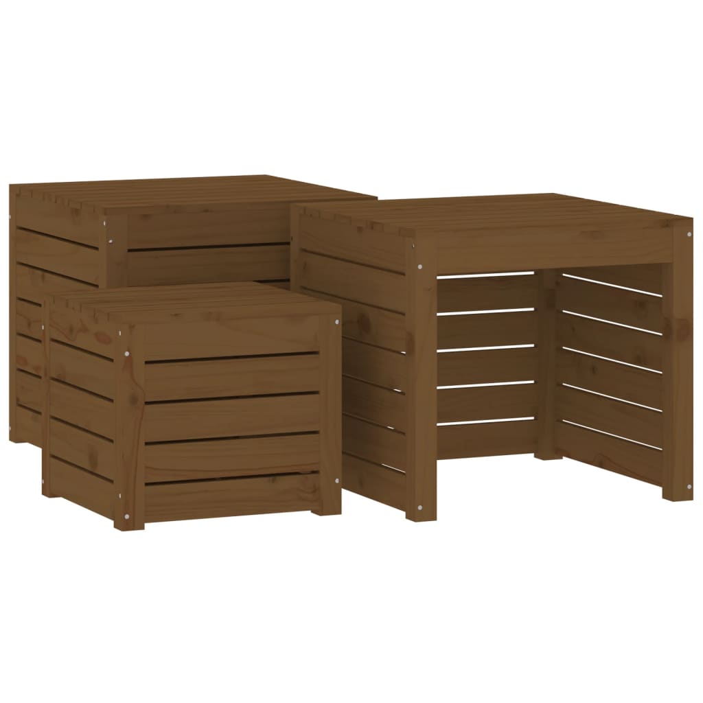 Ensemble de boîtes de jardin 3 pcs marron miel bois pin massif Coffres de jardin vidaXL   