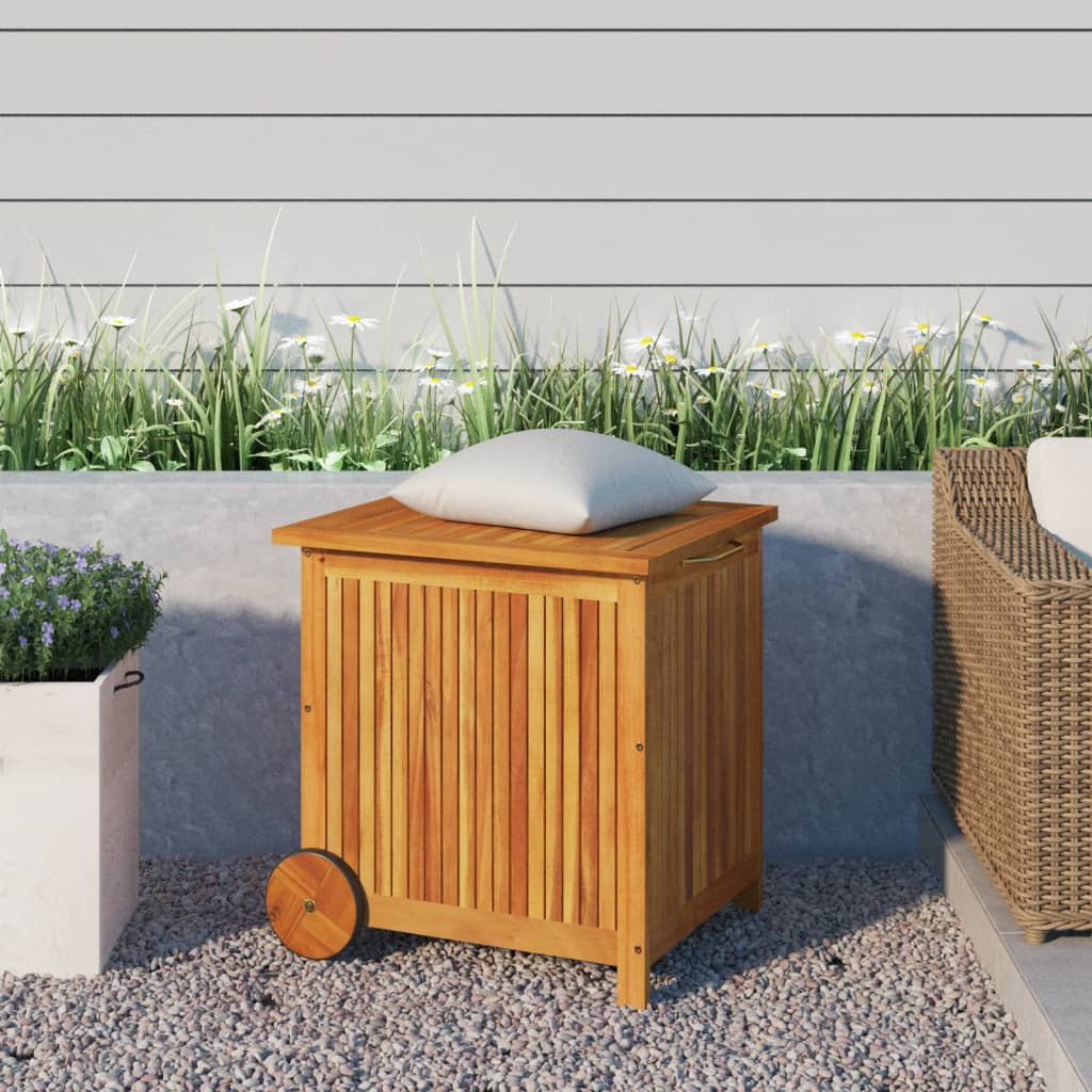 Boîte de rangement de jardin avec roues 60x50x58 cm Bois acacia Coffres de jardin vidaXL   