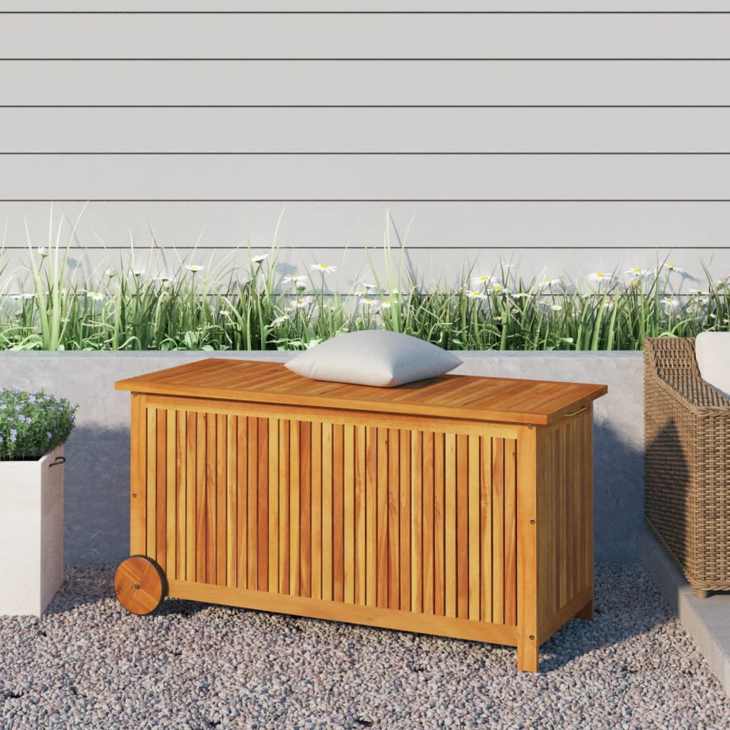 Boîte de rangement de jardin avec roues 113x50x58cm Bois acacia Coffres de jardin vidaXL   