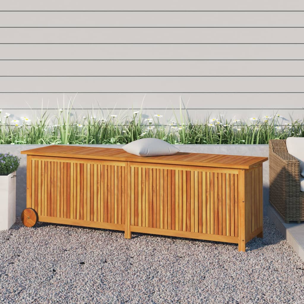 Boîte de rangement de jardin avec roues 150x50x58cm bois acacia Coffres de jardin vidaXL   
